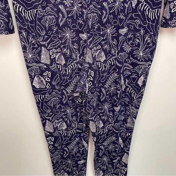 Anthropologie Adele Prost Fern Lounge Jumpsuit XL Blue Pajama One Piece - Picture 14 of 16